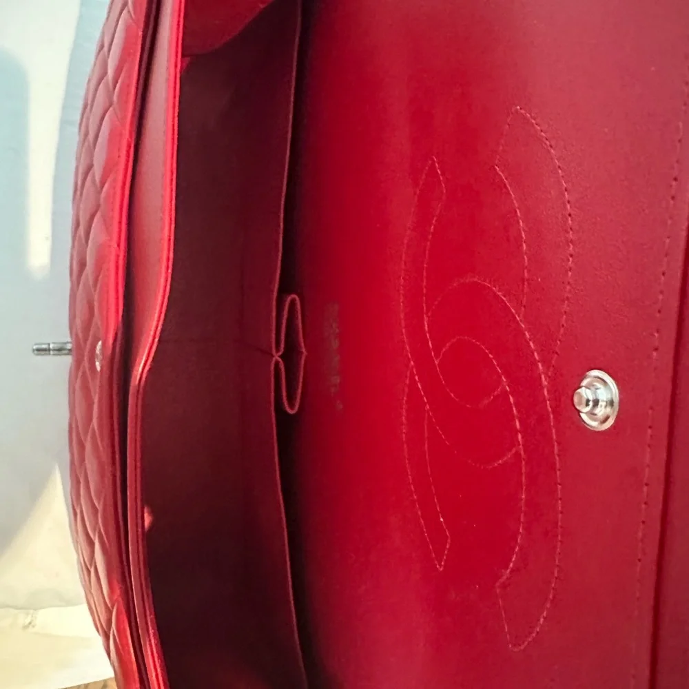 Chanel Jumbo double flap RED Ruthenium hardware *like NEW* - Picture 5 of 8